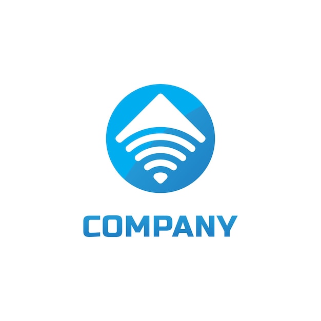 Wifi Signal Logo Design Template Radio Waves Blue and White Ellipse Rounded Logo Concept