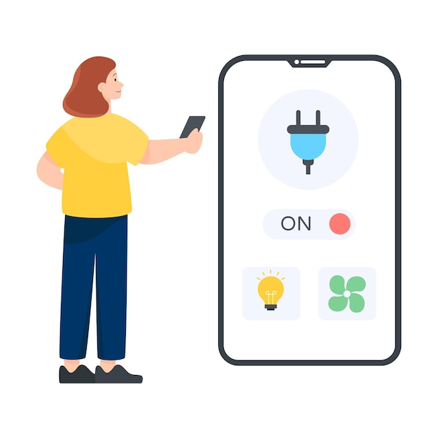 Illustrazione modificabile piatta della presa intelligente wi-fi