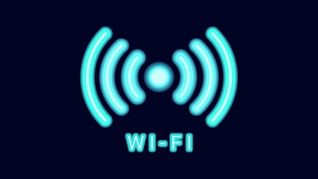 WiFi-symbolen neon-effect donkere achtergrond