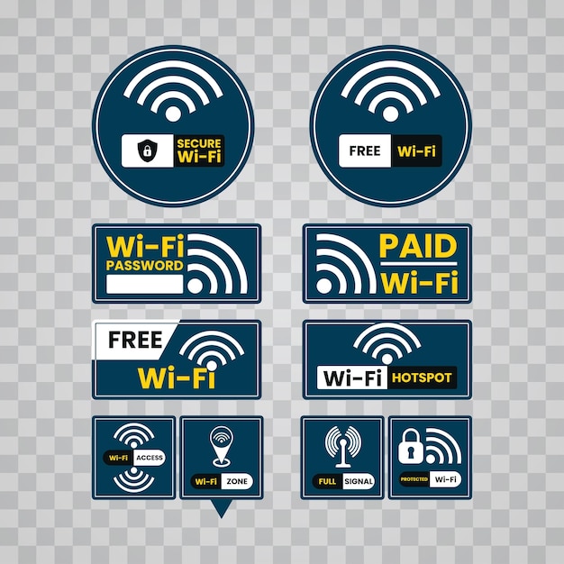 Vector wifi teken en symbool instellen grafisch ontwerp vectorillustratie