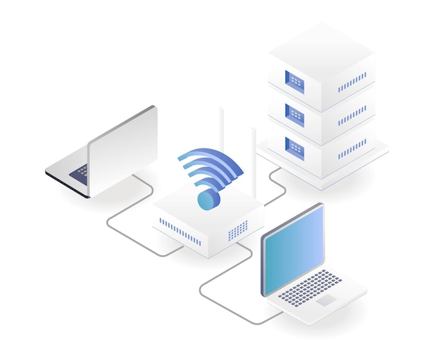 Trasmettitore wi-fi con rete di computer server