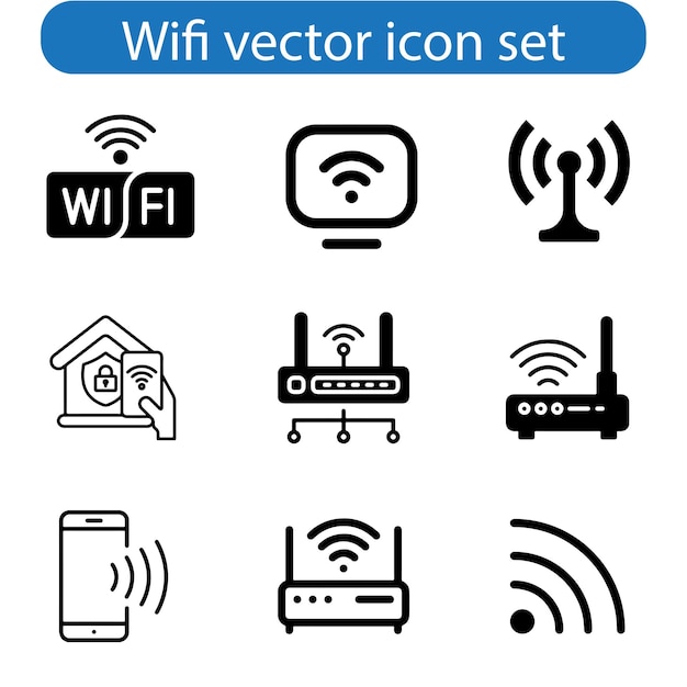 Wifi vector art icon set Computer and network connections symbol isolated on background