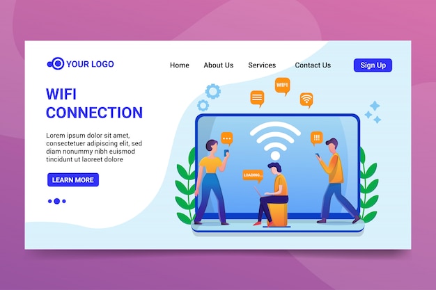 Vector wifi-verbinding landingspagina