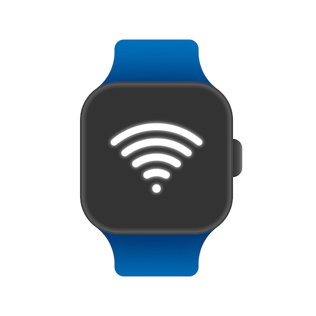 Wi-Fi ワイヤレス接続のシンボル スマートウォッチ 白い背景に隔離されています