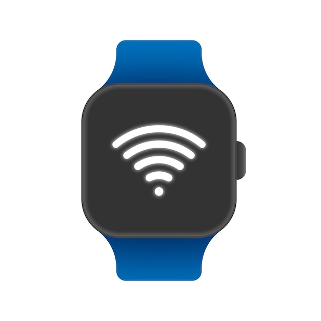 Simbolo di connessione wireless wifi smartwatch isolato su sfondo bianco.