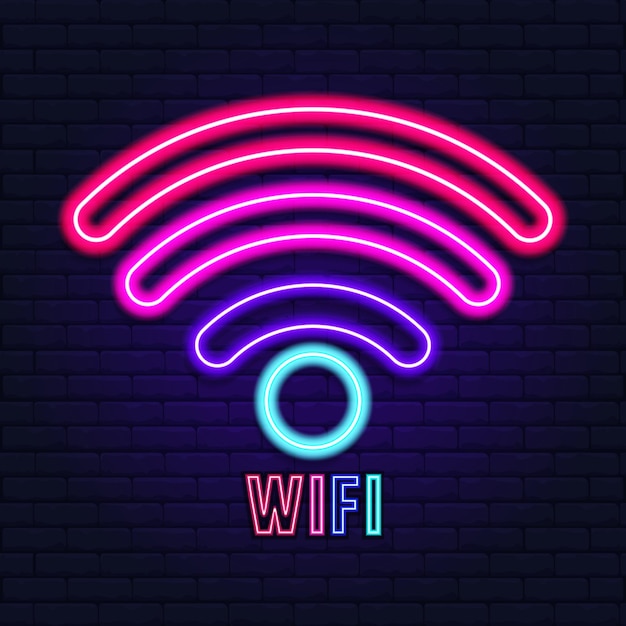 Vector wifi with latest technology and decorated with sparking neon