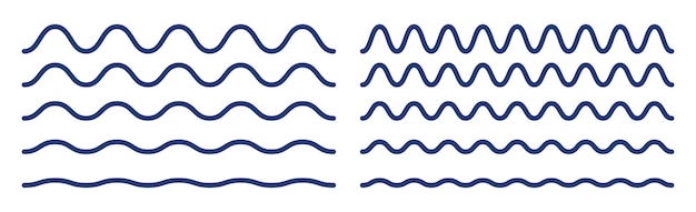 Wiggly squiggle lines vector. Wiggle waves icon set.