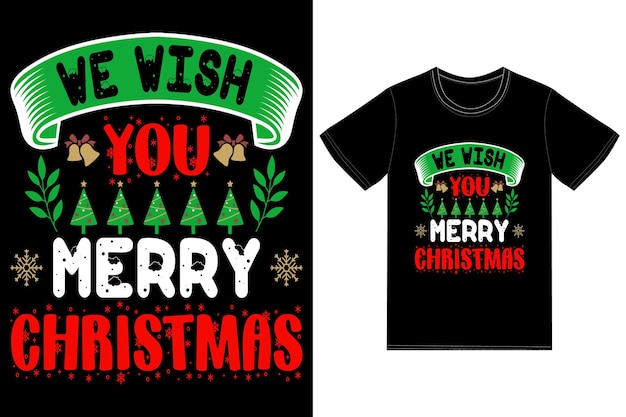 Vector wij wensen u een vrolijk kerst t-shirt ontwerp