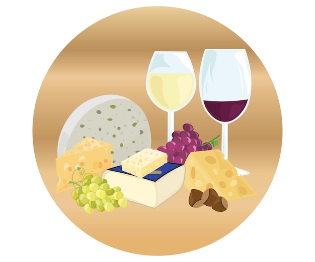 Vector wijn en kaas