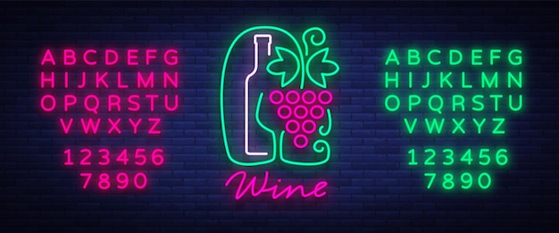 Wijn neon vectorillustratie