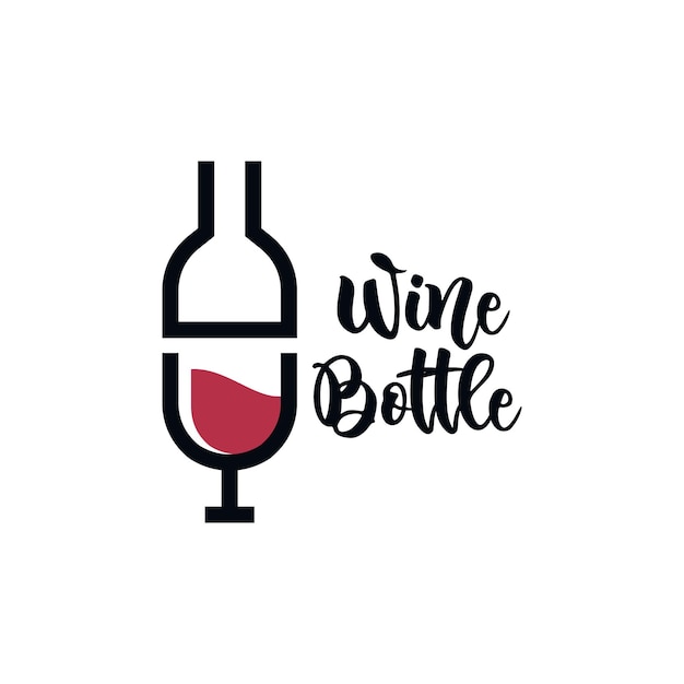 Wijnfles Cafe Bar lijn overzicht pictogram Logo ontwerp