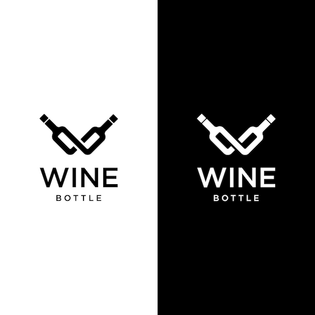 Wijnfles met beginletter w logo ontwerp inspiratie