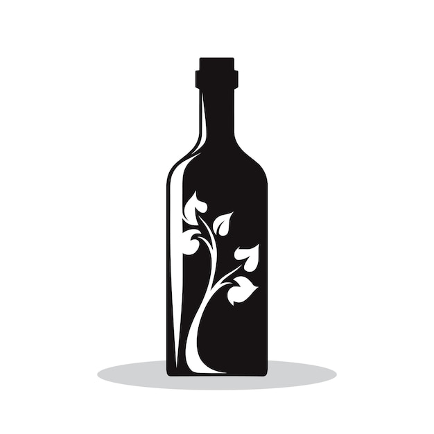 Wijnfles pictogram Zwart silhouet van fles Wijnfles vorm vectorillustratie