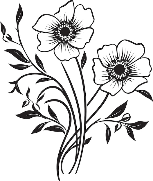 Vector wijngaard charme zwart bloemen icoon bloemen wijn symfonie monochroom embleem