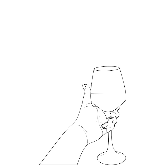 Wijnglas in de hand overzicht wijnglas vectorillustratie