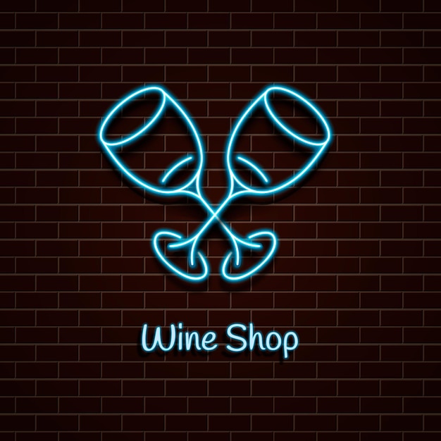 Wijnwinkel neon blauw bord lichtontwerp