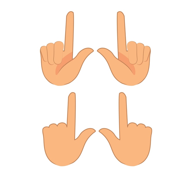 Vector wijzend gebaar met vinger met de binnenkant en rug van de hand. handgebaar.