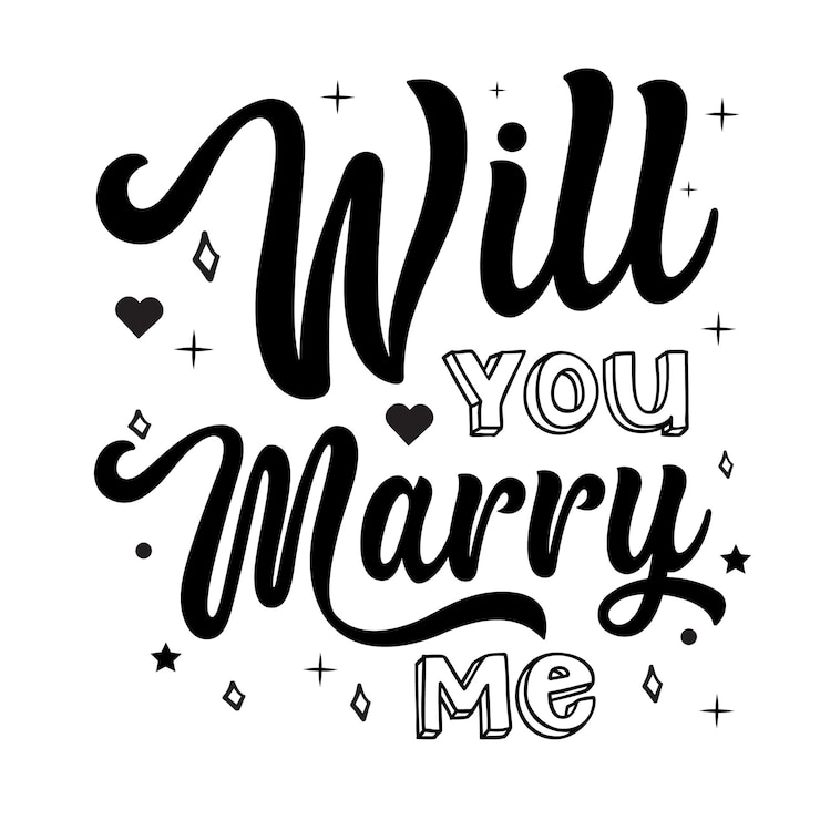 Vector wil je met me trouwen valentijnsdag typografie citaten romantische belettering van liefdespromotie