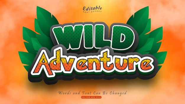 Vector wild adventure text effect