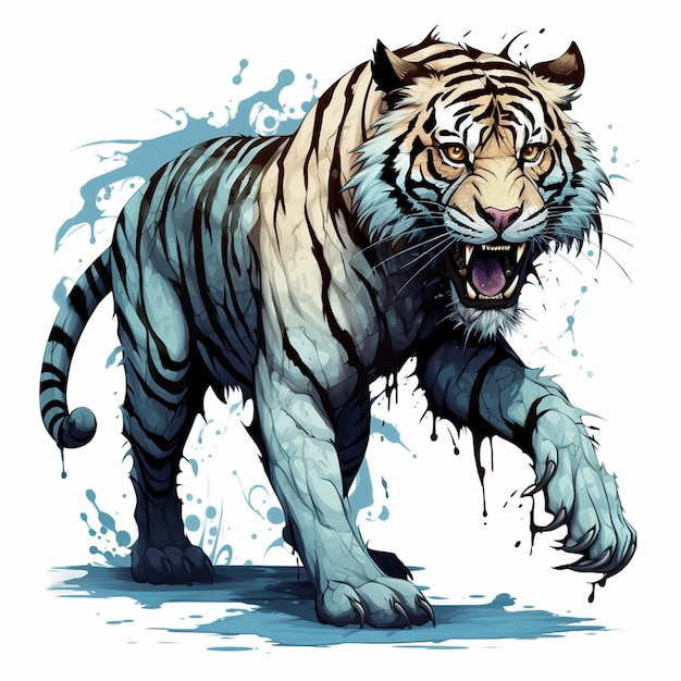 Wild aggressive tiger