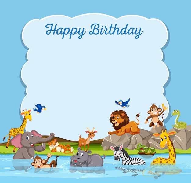 Wild animal on birthday template