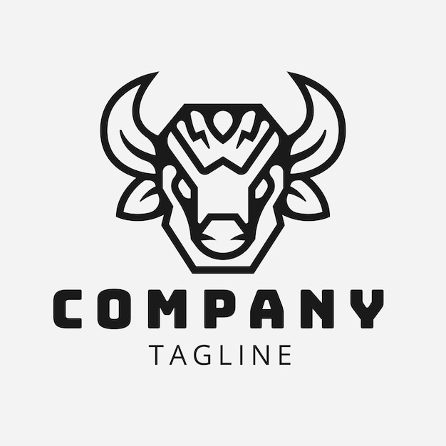 Wild animal bison logo concept illustration