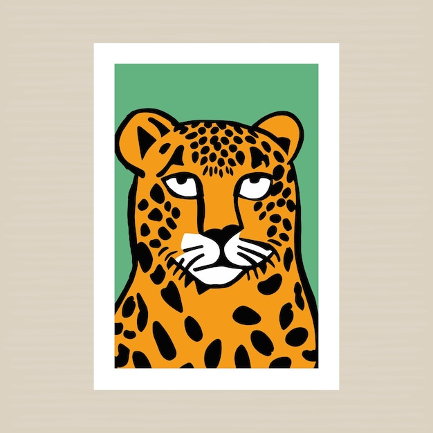 Vector wild animal edition cheetah portrait jungle wildlife illustration