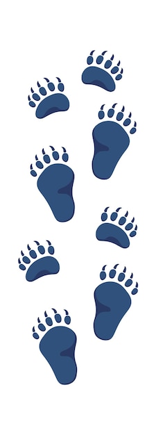 Wild animal footprint flat icon Bear steps and trails