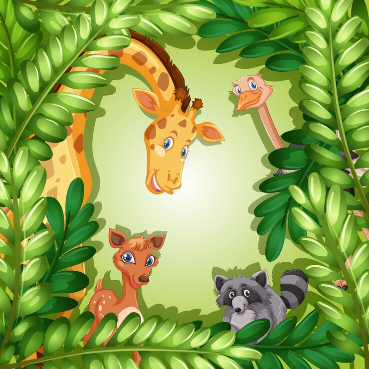 Premium Vector | Wild animal in forest template