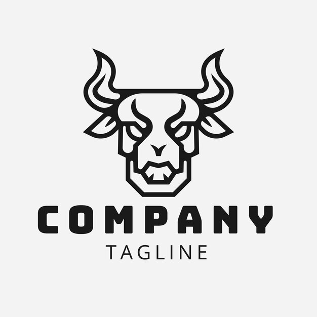 Wild animal ox face logo concept illustration