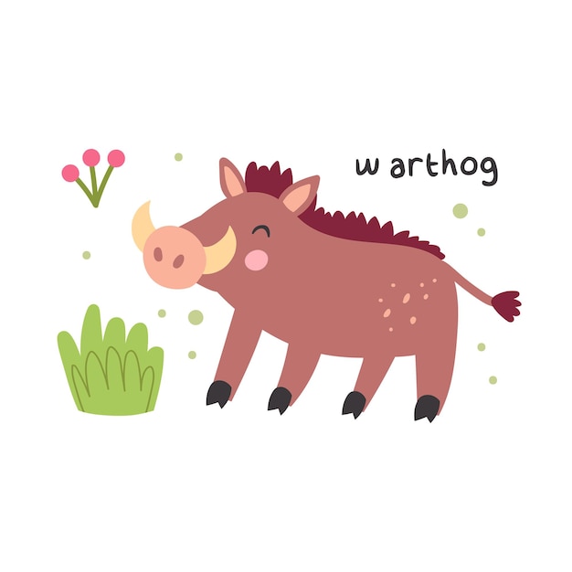 Wild animal warthog pig illustration isolated on background