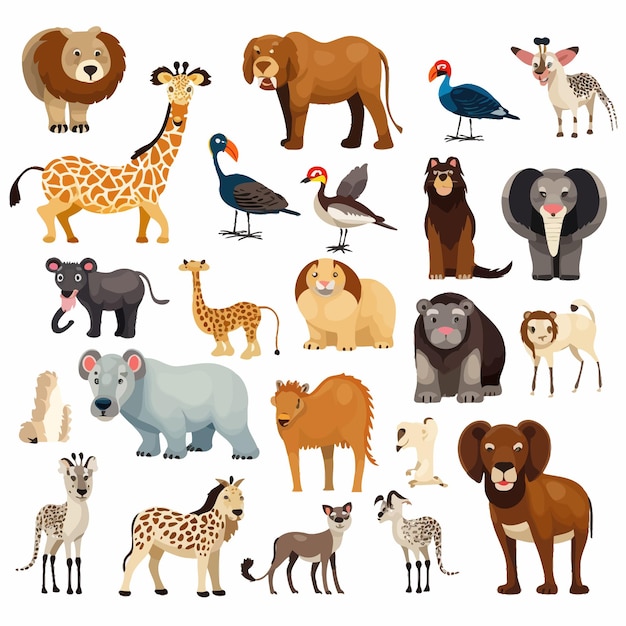 Вектор wild_animals_cartoon_collection_vector (дикие животные_мультфильм_коллекция_вектор)