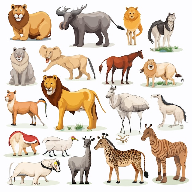 Wild_animals_cartoon_collection_vector (дикие животные_мультфильм_коллекция_вектор)