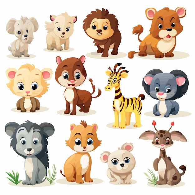 Vector wild_animals_cartoon_collection_vector