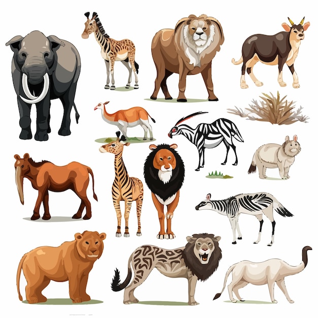 Вектор wild_animals_cartoon_collection_vector (дикие животные_мультфильм_коллекция_вектор)