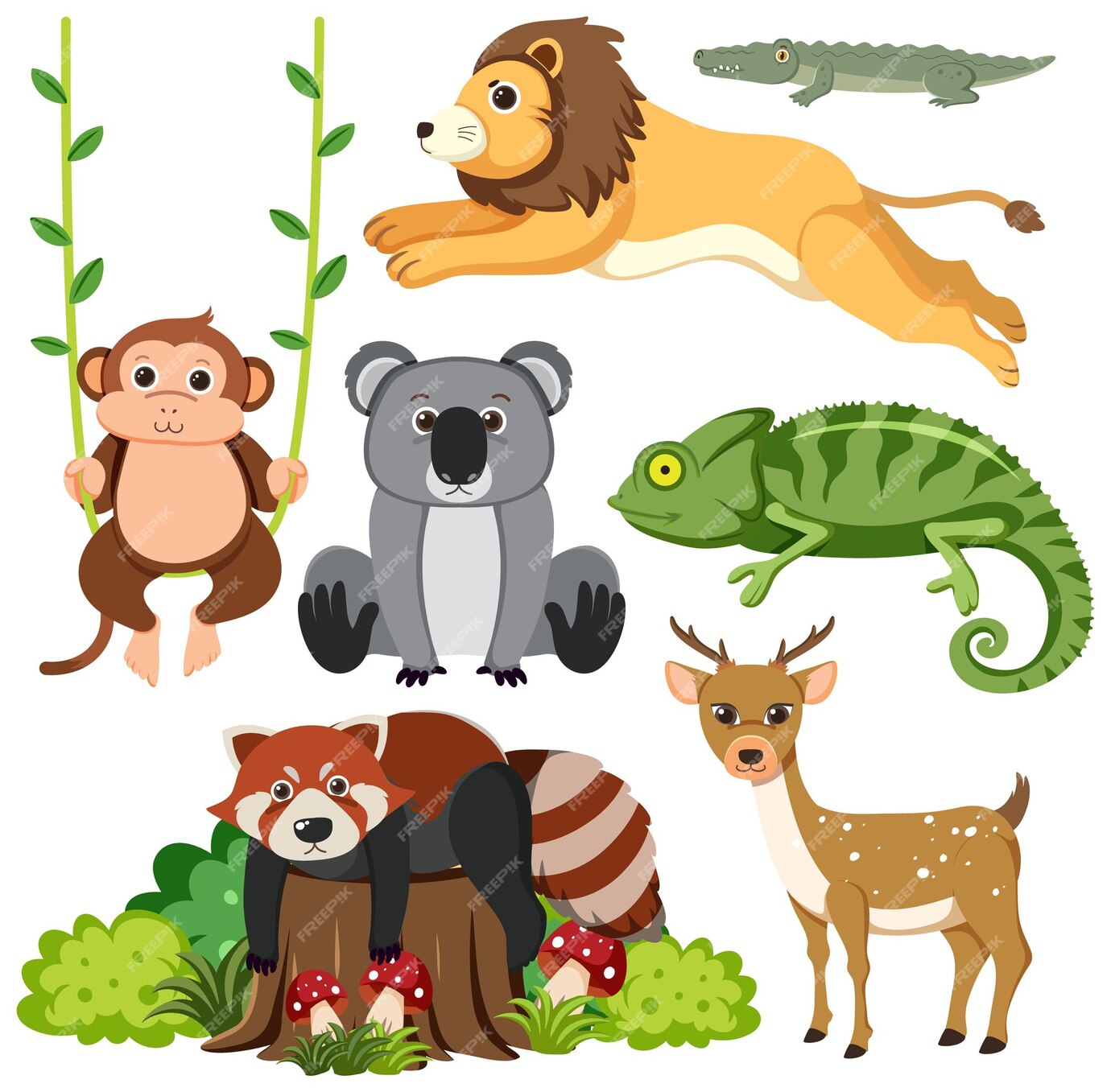 Premium Vector | Wild animals cartoon collection