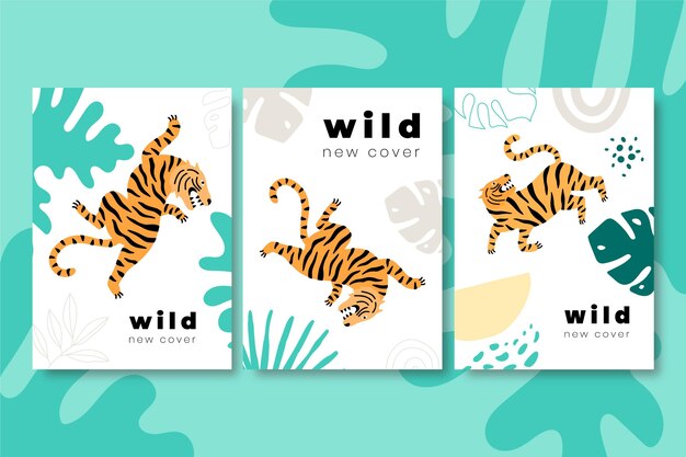 Vector wild animals covers collection