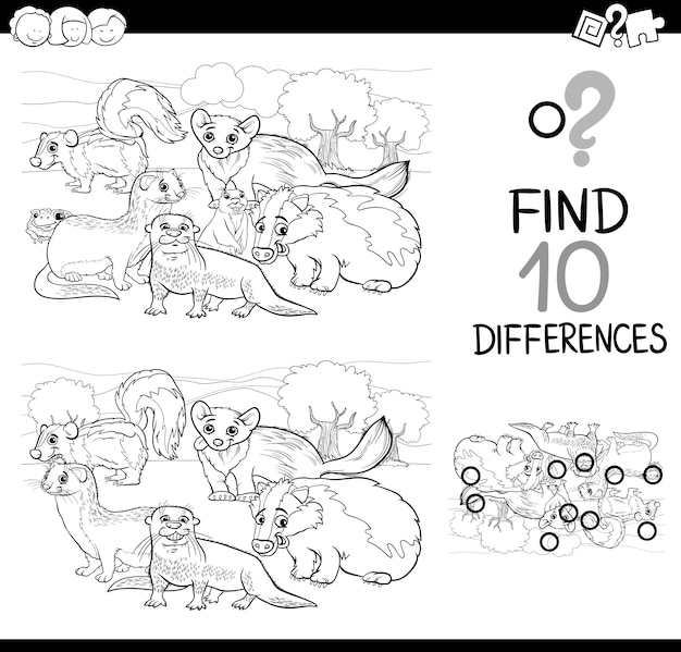 Gioco di differenze di animali selvatici