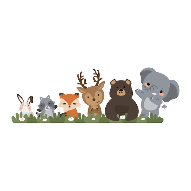 Vector wild animals greeting background cartoon