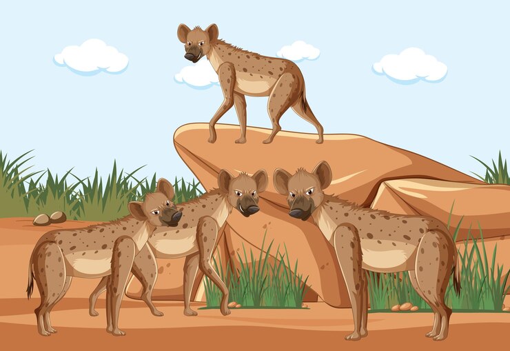 Vector wild animals in savanna forest landscape