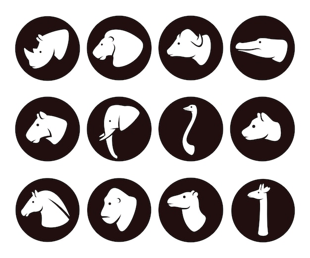 Wild animals set African animals collection icons Vector