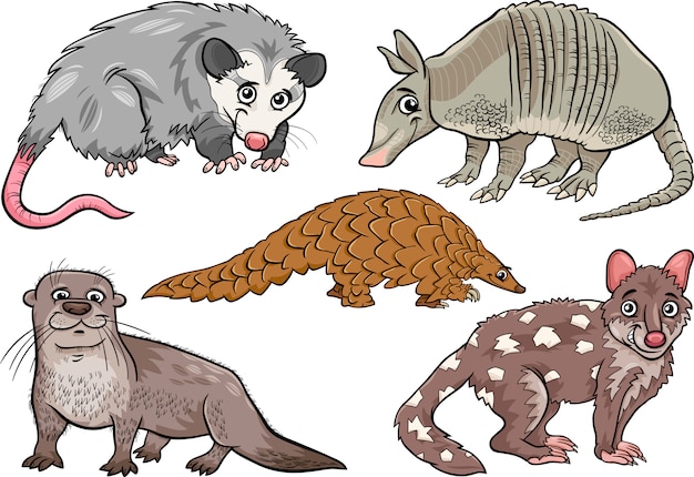 Wild animals set cartoon illustration