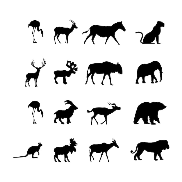 Wild animals silhouette set