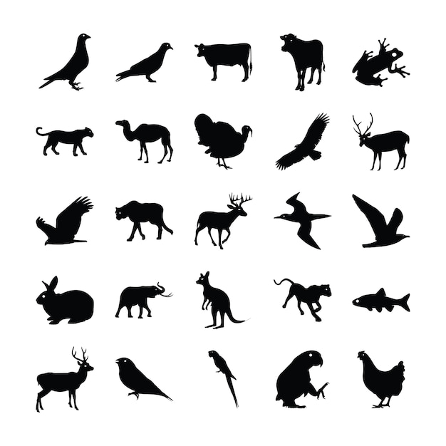 Vector wild animals solid pack