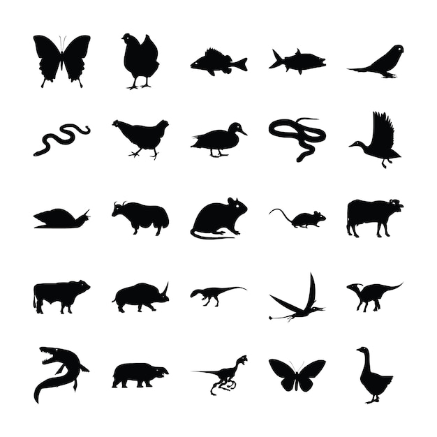 Vector wild animals solid pictograms