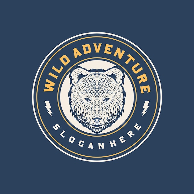 Wild avontuur beer hoofd badge logo