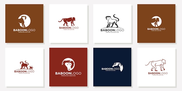 wild baboon animal collection logo design inspiration