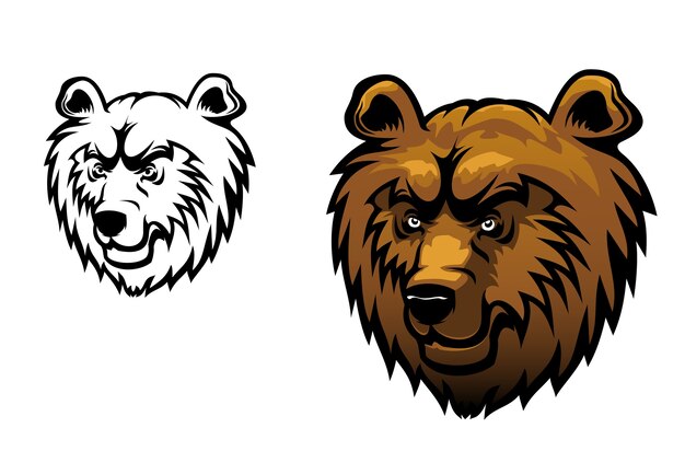 Vector wild bear as a mascot or tattoo isolated on white