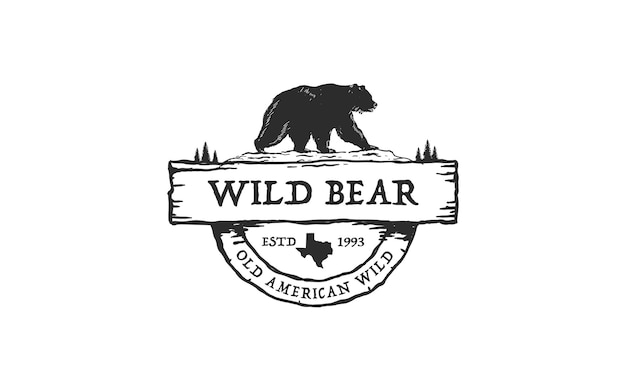 Vector wild bear logo design vector premium emblem logo vintage illustration