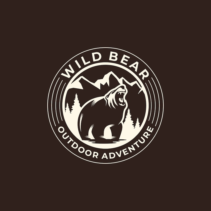 Vector wild bear logo outdoor adventure